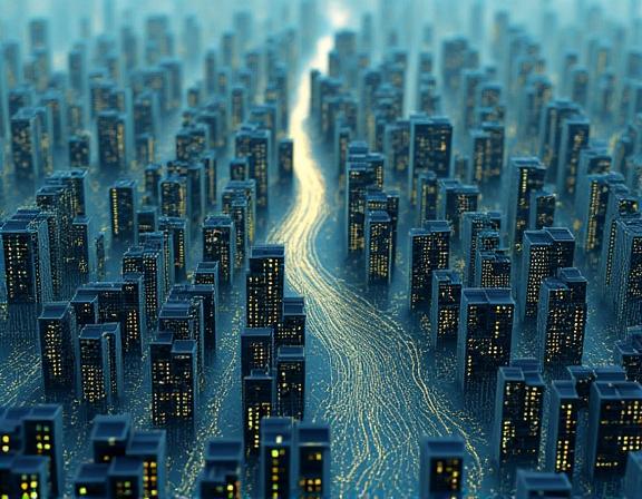LiDARによって生成された都市の3D点群データ