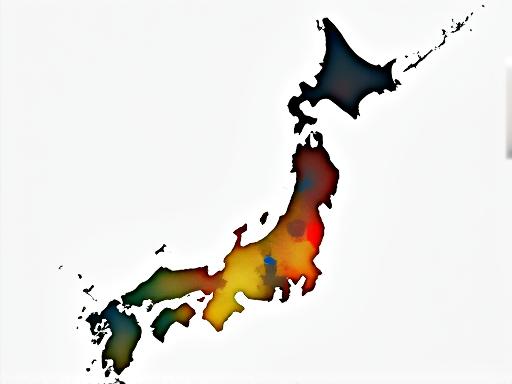 日本の医療アクセス時間を示す段階的なカラーマップ